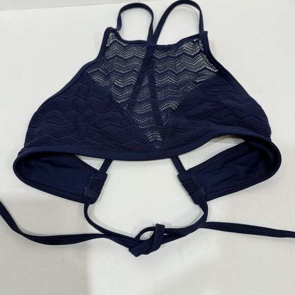 Aerie Cropped Helter Neck Blue Lace Swimsuit Top Size SP Adjustable - Picture 16 of 16